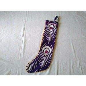 Old Navy Fleece Purple Peacock Sequin Jeweled Fleece Christmas Stocking